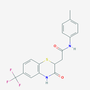 molecular formula C18H15F3N2O2S B2899065 2-(3-oxo-6-(trifluoromethyl)-3,4-dihydro-2H-benzo[b][1,4]thiazin-2-yl)-N-(p-tolyl)acetamide CAS No. 380471-01-2