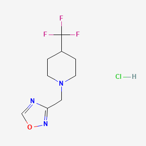 molecular formula C9H13ClF3N3O B2899070 3-((4-(Trifluoromethyl)piperidin-1-yl)methyl)-1,2,4-oxadiazole hydrochloride CAS No. 2034367-20-7