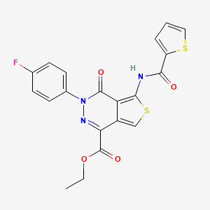 molecular formula C20H14FN3O4S2 B2899094 Ethyl 3-(4-fluorophenyl)-4-oxo-5-(thiophene-2-carboxamido)-3,4-dihydrothieno[3,4-d]pyridazine-1-carboxylate CAS No. 851949-92-3