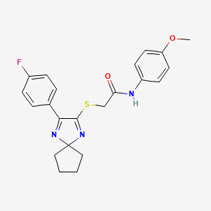 2-((3-(4-fluorophenyl)-1,4-diazaspiro[4.4]nona-1,3-dien-2-yl)thio)-N-(4-methoxyphenyl)acetamide