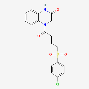 molecular formula C18H17ClN2O4S B2899131 4-(4-((4-chlorophenyl)sulfonyl)butanoyl)-3,4-dihydroquinoxalin-2(1H)-one CAS No. 952835-96-0