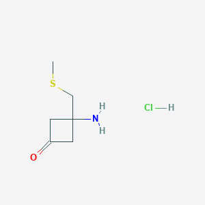 molecular formula C6H12ClNOS B2899133 3-Amino-3-(methylsulfanylmethyl)cyclobutan-1-one;hydrochloride CAS No. 2490432-86-3
