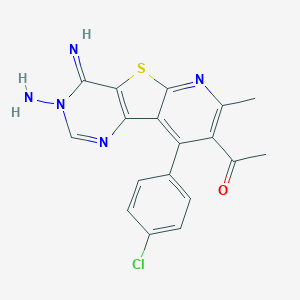 molecular formula C18H14ClN5OS B289914 1-[3-Amino-9-(4-chlorophenyl)-4-imino-7-methyl-3,4-dihydropyrido[3',2':4,5]thieno[3,2-d]pyrimidin-8-yl]ethanone 