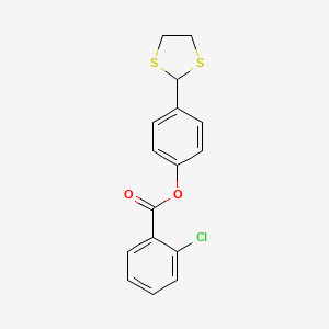 molecular formula C16H13ClO2S2 B2899142 4-(1,3-Dithiolan-2-yl)phenyl 2-chlorobenzoate CAS No. 329079-37-0