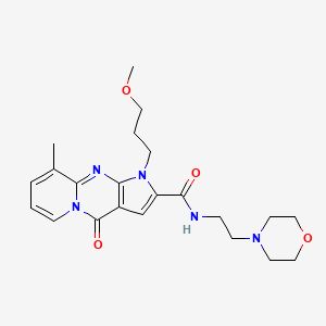 molecular formula C22H29N5O4 B2899144 1-(3-methoxypropyl)-9-methyl-N-(2-morpholinoethyl)-4-oxo-1,4-dihydropyrido[1,2-a]pyrrolo[2,3-d]pyrimidine-2-carboxamide CAS No. 902024-23-1