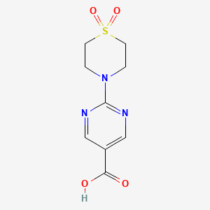 molecular formula C9H11N3O4S B2899145 2-(1,1-Dioxo-1,4-thiazinan-4-yl)pyrimidine-5-carboxylic acid CAS No. 1615232-09-1