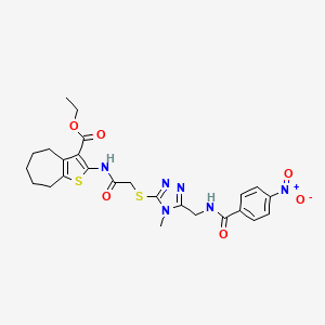 ethyl 2-(2-((4-methyl-5-((4-nitrobenzamido)methyl)-4H-1,2,4-triazol-3-yl)thio)acetamido)-5,6,7,8-tetrahydro-4H-cyclohepta[b]thiophene-3-carboxylate