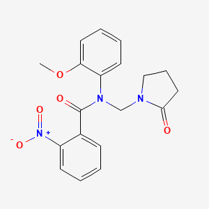 molecular formula C19H19N3O5 B2899150 N-(2-methoxyphenyl)-2-nitro-N-[(2-oxopyrrolidin-1-yl)methyl]benzamide CAS No. 852132-11-7