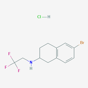 molecular formula C12H14BrClF3N B2899151 6-Bromo-N-(2,2,2-trifluoroethyl)-1,2,3,4-tetrahydronaphthalen-2-amine;hydrochloride CAS No. 2287302-64-9