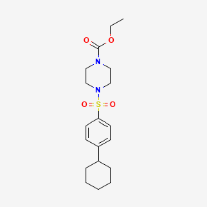 molecular formula C19H28N2O4S B2899180 Piperazine-1-carboxylic acid, 4-(4-cyclohexylbenzenesulfonyl)-, ethyl ester CAS No. 681837-76-3