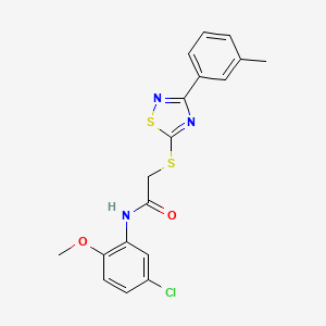 molecular formula C18H16ClN3O2S2 B2899184 N-(5-chloro-2-methoxyphenyl)-2-((3-(m-tolyl)-1,2,4-thiadiazol-5-yl)thio)acetamide CAS No. 864917-91-9