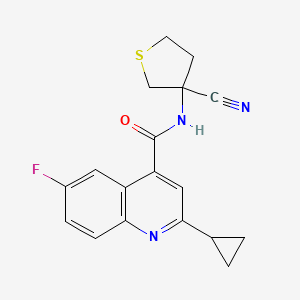 molecular formula C18H16FN3OS B2899191 N-(3-cyanothiolan-3-yl)-2-cyclopropyl-6-fluoroquinoline-4-carboxamide CAS No. 1375952-27-4