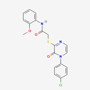 molecular formula C19H16ClN3O3S B2899204 2-[4-(4-chlorophenyl)-3-oxopyrazin-2-yl]sulfanyl-N-(2-methoxyphenyl)acetamide CAS No. 941882-34-4