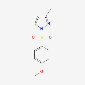 molecular formula C11H12N2O3S B2899226 1-(4-Methoxyphenyl)sulfonyl-3-methylpyrazole CAS No. 957354-72-2