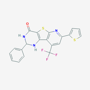 molecular formula C20H12F3N3OS2 B289923 2-phenyl-7-(2-thienyl)-9-(trifluoromethyl)-2,3-dihydropyrido[3',2':4,5]thieno[3,2-d]pyrimidin-4(1H)-one 