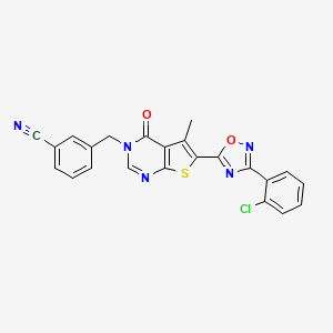 3-((6-(3-(2-chlorophenyl)-1,2,4-oxadiazol-5-yl)-5-methyl-4-oxothieno[2,3-d]pyrimidin-3(4H)-yl)methyl)benzonitrile