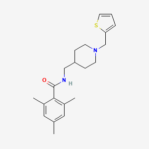 molecular formula C21H28N2OS B2899237 2,4,6-trimethyl-N-((1-(thiophen-2-ylmethyl)piperidin-4-yl)methyl)benzamide CAS No. 954081-05-1