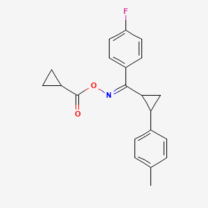 molecular formula C21H20FNO2 B2899238 N-[(cyclopropylcarbonyl)oxy]-N-{(4-fluorophenyl)[2-(4-methylphenyl)cyclopropyl]methylene}amine CAS No. 338749-04-5