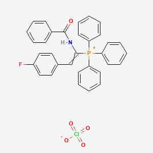 molecular formula C33H26ClFNO5P B2899241 (Z)-(1-benzamido-2-(4-fluorophenyl)vinyl)triphenylphosphonium perchlorate CAS No. 334973-20-5