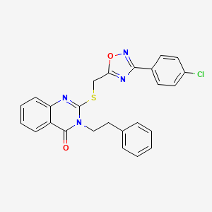 molecular formula C25H19ClN4O2S B2899251 2-(((3-(4-chlorophenyl)-1,2,4-oxadiazol-5-yl)methyl)thio)-3-phenethylquinazolin-4(3H)-one CAS No. 2034368-30-2