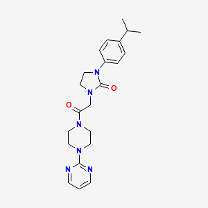 molecular formula C22H28N6O2 B2899255 1-(4-Isopropylphenyl)-3-(2-oxo-2-(4-(pyrimidin-2-yl)piperazin-1-yl)ethyl)imidazolidin-2-one CAS No. 1251634-08-8