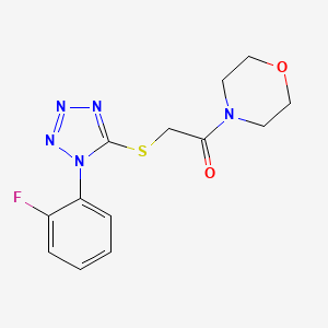 molecular formula C13H14FN5O2S B2899259 2-[1-(2-Fluorophenyl)tetrazol-5-yl]sulfanyl-1-morpholin-4-ylethanone CAS No. 562866-47-1