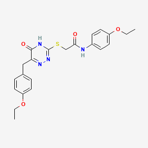 molecular formula C22H24N4O4S B2899267 2-{[6-(4-ethoxybenzyl)-5-hydroxy-1,2,4-triazin-3-yl]sulfanyl}-N-(4-ethoxyphenyl)acetamide CAS No. 881437-80-5