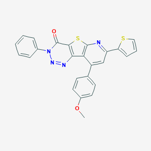 molecular formula C25H16N4O2S2 B289927 9-(4-methoxyphenyl)-3-phenyl-7-(2-thienyl)pyrido[3',2':4,5]thieno[3,2-d][1,2,3]triazin-4(3H)-one 