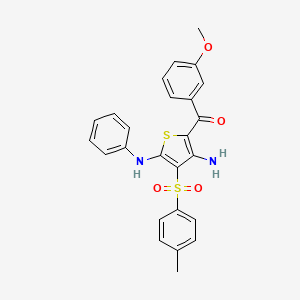 molecular formula C25H22N2O4S2 B2899283 (3-Amino-5-(phenylamino)-4-tosylthiophen-2-yl)(3-methoxyphenyl)methanone CAS No. 1115373-19-7