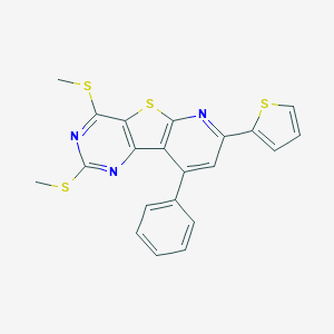molecular formula C21H15N3S4 B289929 2,4-Bis(methylsulfanyl)-9-phenyl-7-(2-thienyl)pyrido[3',2':4,5]thieno[3,2-d]pyrimidine 