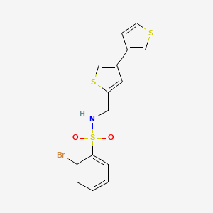 molecular formula C15H12BrNO2S3 B2899291 N-({[3,3'-bithiophene]-5-yl}methyl)-2-bromobenzene-1-sulfonamide CAS No. 2379949-13-8