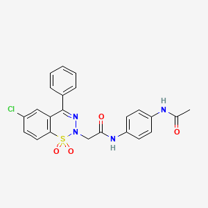 molecular formula C23H19ClN4O4S B2899297 N-[4-(acetylamino)phenyl]-2-(6-chloro-1,1-dioxido-4-phenyl-2H-1,2,3-benzothiadiazin-2-yl)acetamide CAS No. 1031669-95-0