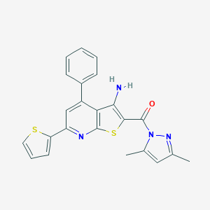 molecular formula C23H18N4OS2 B289930 2-[(3,5-dimethyl-1H-pyrazol-1-yl)carbonyl]-4-phenyl-6-(2-thienyl)thieno[2,3-b]pyridin-3-ylamine 