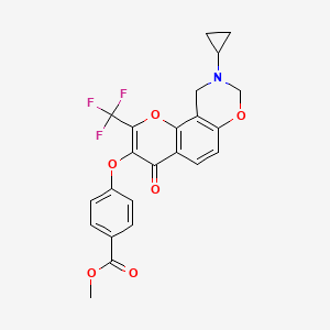 B2899325 Methyl 4-((9-cyclopropyl-4-oxo-2-(trifluoromethyl)-4,8,9,10-tetrahydrochromeno[8,7-e][1,3]oxazin-3-yl)oxy)benzoate CAS No. 951931-88-7