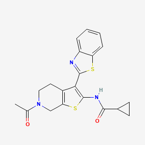 B2899340 N-[6-acetyl-3-(1,3-benzothiazol-2-yl)-5,7-dihydro-4H-thieno[2,3-c]pyridin-2-yl]cyclopropanecarboxamide CAS No. 864859-71-2