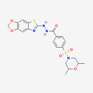 B2899354 N'-([1,3]dioxolo[4',5':4,5]benzo[1,2-d]thiazol-6-yl)-4-((2,6-dimethylmorpholino)sulfonyl)benzohydrazide CAS No. 851988-60-8