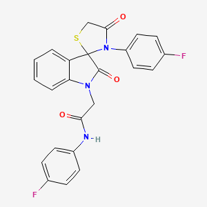 molecular formula C24H17F2N3O3S B2899376 N-(4-fluorophenyl)-2-(3'-(4-fluorophenyl)-2,4'-dioxospiro[indoline-3,2'-thiazolidin]-1-yl)acetamide CAS No. 894553-43-6