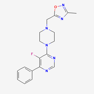 molecular formula C18H19FN6O B2899378 5-[[4-(5-Fluoro-6-phenylpyrimidin-4-yl)piperazin-1-yl]methyl]-3-methyl-1,2,4-oxadiazole CAS No. 2380010-42-2