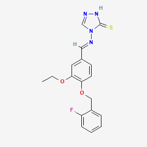 4-[(E)-[3-ethoxy-4-[(2-fluorophenyl)methoxy]phenyl]methylideneamino]-1H-1,2,4-triazole-5-thione