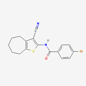 molecular formula C17H15BrN2OS B2899387 4-bromo-N-(3-cyano-5,6,7,8-tetrahydro-4H-cyclohepta[b]thiophen-2-yl)benzamide CAS No. 438034-94-7