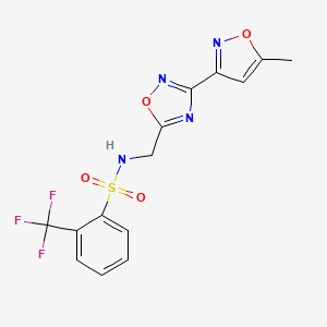 N-((3-(5-methylisoxazol-3-yl)-1,2,4-oxadiazol-5-yl)methyl)-2-(trifluoromethyl)benzenesulfonamide