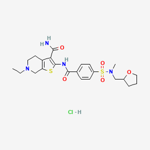 B2899397 6-ethyl-2-(4-(N-methyl-N-((tetrahydrofuran-2-yl)methyl)sulfamoyl)benzamido)-4,5,6,7-tetrahydrothieno[2,3-c]pyridine-3-carboxamide hydrochloride CAS No. 1177480-44-2