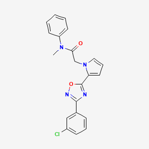 molecular formula C21H17ClN4O2 B2899425 2-{2-[3-(3-chlorophenyl)-1,2,4-oxadiazol-5-yl]-1H-pyrrol-1-yl}-N-methyl-N-phenylacetamide CAS No. 1260632-03-8