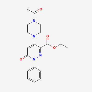molecular formula C19H22N4O4 B2899426 Ethyl 4-(4-acetylpiperazin-1-yl)-6-oxo-1-phenyl-1,6-dihydropyridazine-3-carboxylate CAS No. 922095-63-4