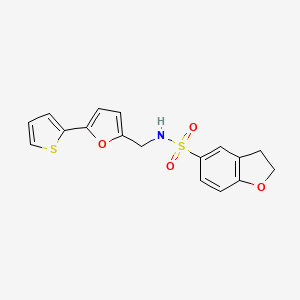 molecular formula C17H15NO4S2 B2899429 N-((5-(thiophen-2-yl)furan-2-yl)methyl)-2,3-dihydrobenzofuran-5-sulfonamide CAS No. 2034489-12-6