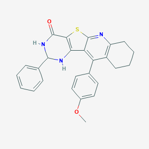 molecular formula C26H23N3O2S B289945 11-(4-methoxyphenyl)-2-phenyl-2,3,7,8,9,10-hexahydropyrimido[4',5':4,5]thieno[2,3-b]quinolin-4(1H)-one 
