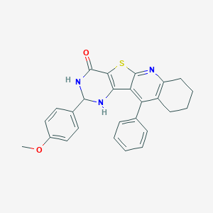 molecular formula C26H23N3O2S B289946 2-(4-methoxyphenyl)-11-phenyl-2,3,7,8,9,10-hexahydropyrimido[4',5':4,5]thieno[2,3-b]quinolin-4(1H)-one 