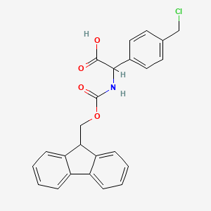 molecular formula C24H20ClNO4 B2899468 2-[4-(Chloromethyl)phenyl]-2-(9H-fluoren-9-ylmethoxycarbonylamino)acetic acid CAS No. 2377032-78-3