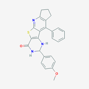 molecular formula C25H21N3O2S B289947 2-(4-methoxyphenyl)-10-phenyl-2,3,8,9-tetrahydro-1H-cyclopenta[5',6']pyrido[3',2':4,5]thieno[3,2-d]pyrimidin-4(7H)-one 