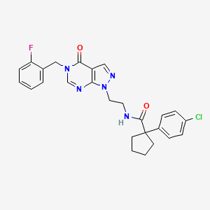 1-(4-chlorophenyl)-N-(2-(5-(2-fluorobenzyl)-4-oxo-4,5-dihydro-1H-pyrazolo[3,4-d]pyrimidin-1-yl)ethyl)cyclopentanecarboxamide